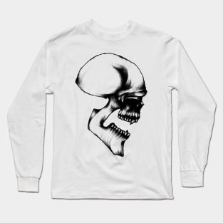 Sketch Devil Skull Tattoo Style Design Drawing Art Graphic Long Sleeve T-Shirt